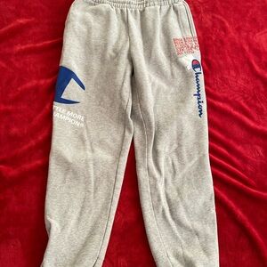 Champion womens Light Gray Joggers with Blue Logo